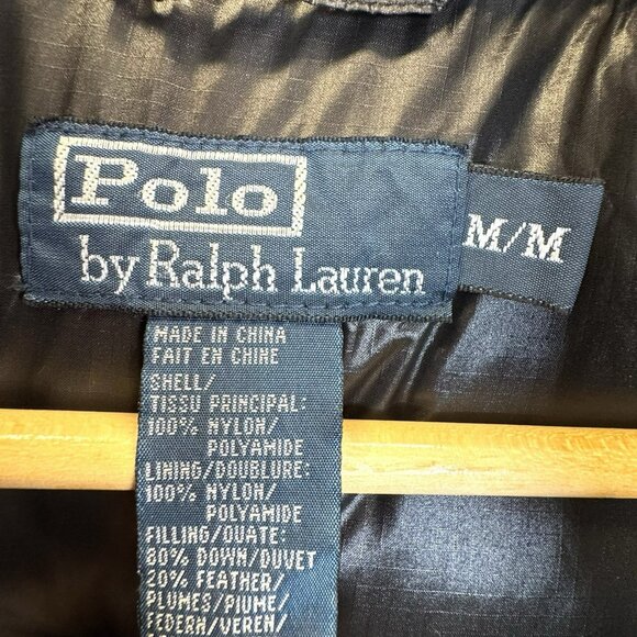 Vintage Polo Ralph Lauren Down Quilted Puffer Vest Black Mens Medium *No Hood - Picture 9 of 9